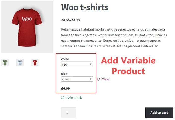 product attributes and price variations in woocommerce