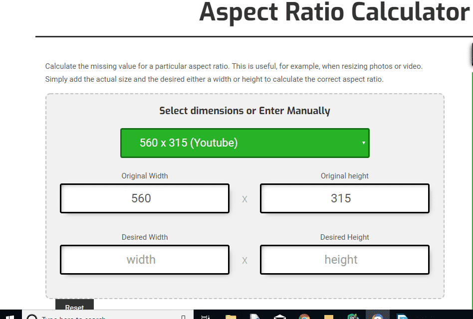 Aspect deals ratio calcu