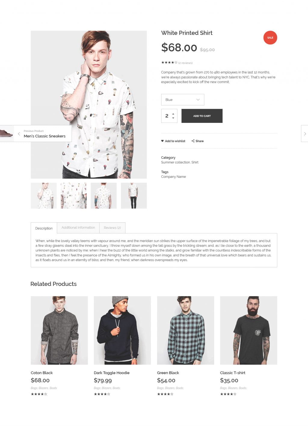 Single product page Example